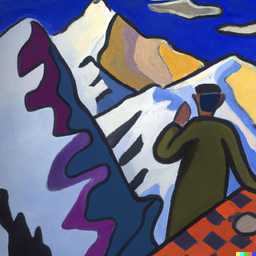 someone gazing at Mount Everest, painting by Henri Matisse generated by DALL·E 2
